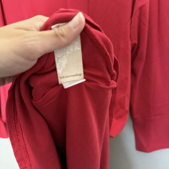 Soft Surroundings Lucia Dress Plus 1X Red Womens Asymmetrical Ruffle Tiered Hem - Picture 3 of 10